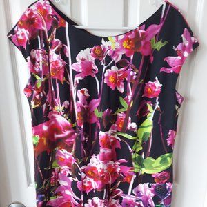Escada black and floral sheath dress